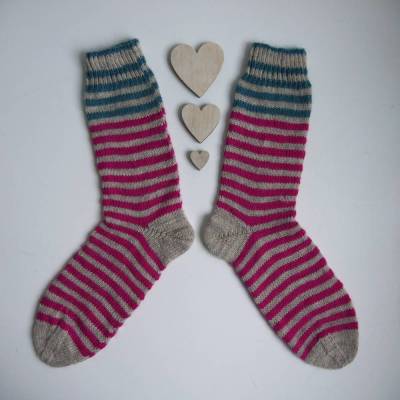 VERSANDFERTIG! Socken RINGELPIEZ in PINK  39/40 mit Streifen von zimtblüte