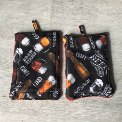 2er Set KÜCHENSCHWÄMME - jetzt wirds bunt - waschbar, wiederverwendbar Baumwolle Jute, Geschenk Unikate - Bier