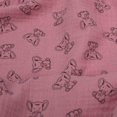Musselin Stoff Double Gauze Elefanten antik pink 