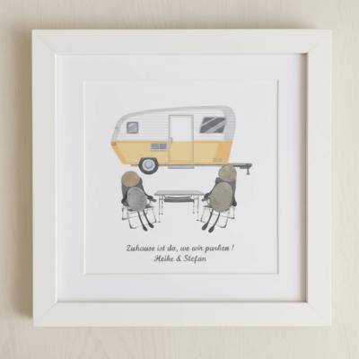 Personalisiertes Steinbild Wohnwagen – Handgefertigtes Camping Geschenk für Camper & Paare, STB-301