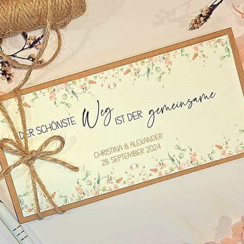 Personalisierte Hochzeitskarte mit Namen – Handgemachte Glückwunschkarte für Geldgeschenk & Gutschein