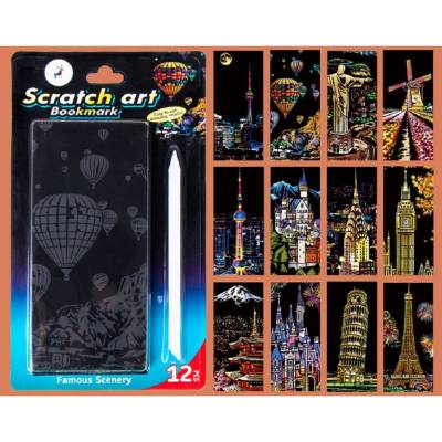 Kreativset Kratzbilder Scratch Card 12 Stück – Einzigartige DIY Kunstwerke zum Selbstbasteln