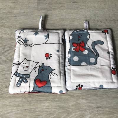 2er Set KÜCHENSCHWÄMME - jetzt wirds bunt - waschbar, wiederverwendbar Baumwolle Jute, Geschenk Unikate - Big Katzen 