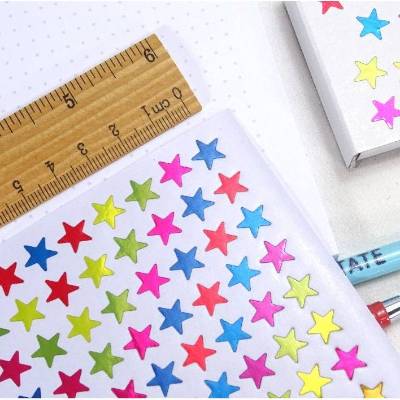 3 Bogen Sticker Sterne glänzend pink blau gold grün gelb, mini Stern Aufkleber Planer