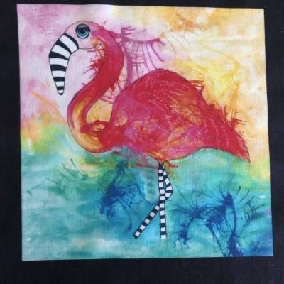 Baumwollstoff Motiv Zebraflamingo