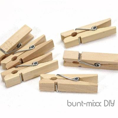 24 Mini Klammern Holzklammern 4cm DIY Adventskalender basteln, Wäscheklammern, scrapbooking, Material BuntMixxDIY
