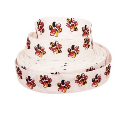 Ripsband 22mm Pfoten schwarz-rot-gold 1363 Ripsband Geschenkband Hundepfoten Deutschland