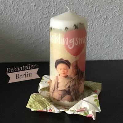 Kerze  17 cm natur einzigartig  Geschenk  upcycling  Unikat - Lieblingsmensch