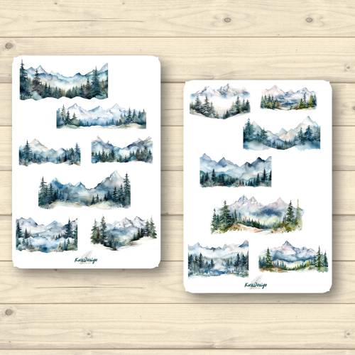 Sticker Set Gebirgszüge und Gletscher