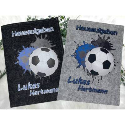 Hausaufgabenheft Hülle Filz Fußball Blau Grundschule Schulheft Schutzhülle Umschlag Geschenkidee Einschulung