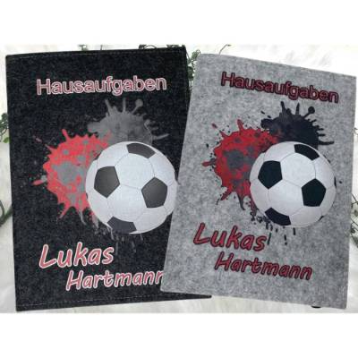 Hausaufgabenheft Hülle Filz Fußball Rot Grundschule Schulheft Schutzhülle Umschlag Geschenkidee Einschu