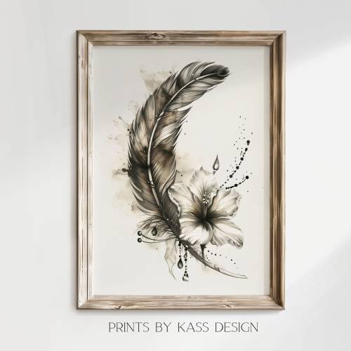 Wall Art Poster Feder Tinten- und Kohlezeichnung, digitaler Kunstdruck