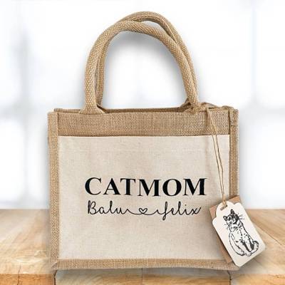 Jute-Shopper „Catmom“ | Individuell mit Namenswunsch