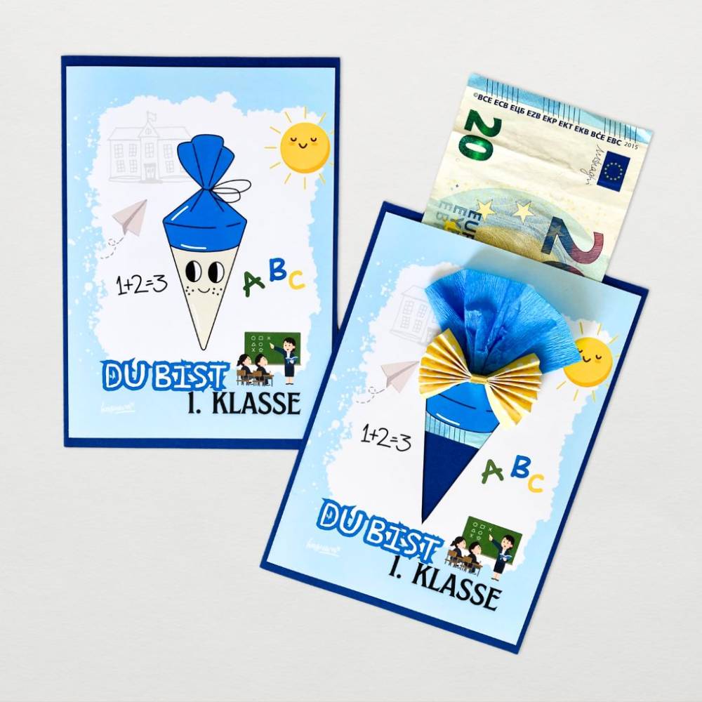Freebie Bild blau zur Einschulung zum Basteln von Karten  - Download zum Ausdrucken Bild 2