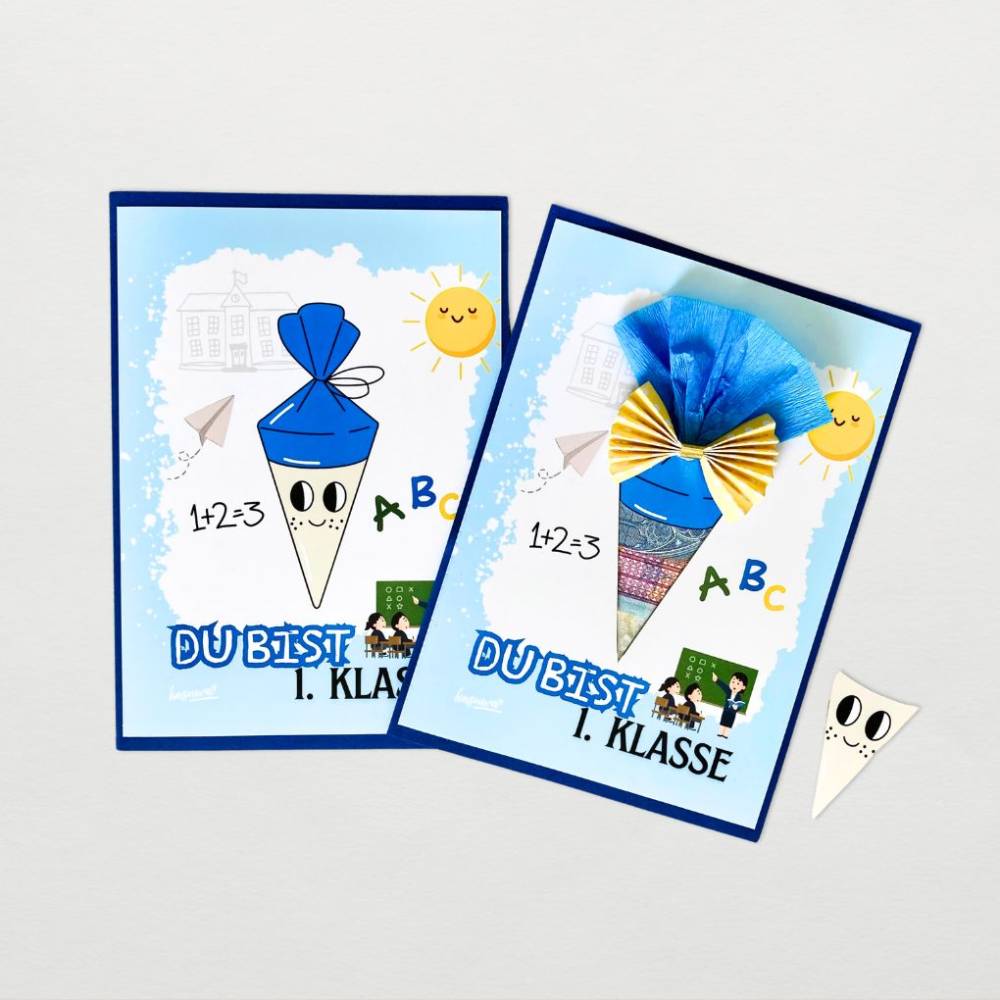 Freebie Bild blau zur Einschulung zum Basteln von Karten  - Download zum Ausdrucken Bild 3