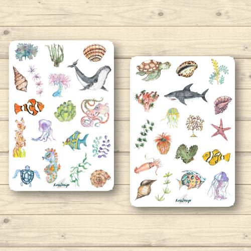 Sticker Set Ozean Meerestiere Kindersticker