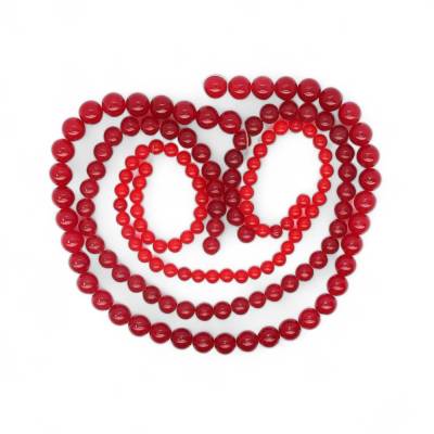  1 Strang Jade-Perlen, rund,  rot, 6/10mm