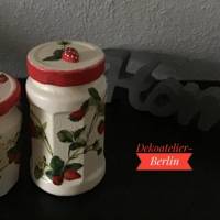 Aufbewahrungsgläser 2 er Set  handmade ️ upcycling  Unikat - Erdbeeren