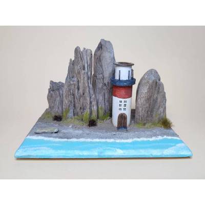 Maritime  Deko, Treibholz mit Leuchtturm, shabby style, maritim, Meer, Nordsee, Atlantik, Diorama, Irish