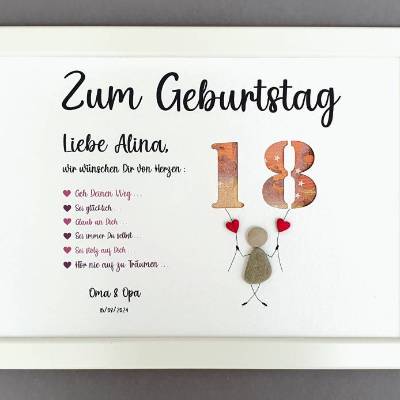 Geldgeschenk 18.Geburtstag Mädchen, Steinbild Geldgeschenk personalisiert,Geburtstagsgeschenk,