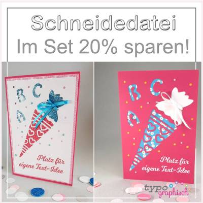 Plotterdatei: Karten zur Einschulung im Set, Schultüte