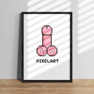 Poster Penis Pixelart | Pimmel Poster | Abstrakte moderne Kunst 