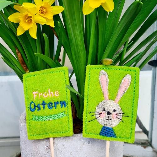 Stickdatei ITH Ostern Deko Schild
