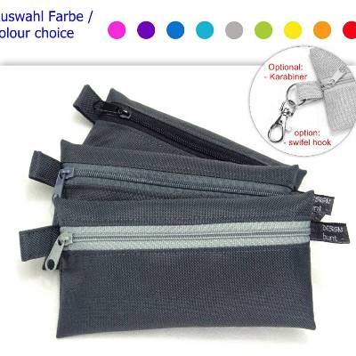 Täschchen wetbag dunkel GRAU Outdoorstoff mit Zipper, TaTüTa Inhalator Kopfhörer, by BuntMixxDESIGN