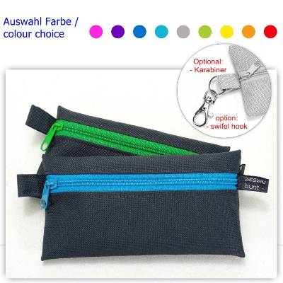 Täschchen dunkel GRAU Outdoorstoff, Zipper blau grün, TaTüTa Inhalator Kopfhörer, by BuntMixxDESIGN