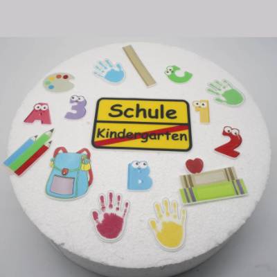 Essbare Tortendeko komplettes Set für den Schulanfang Einschulung 1. Schultag Tortendeko Tortenaufleger