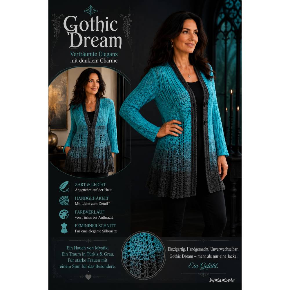 Häkelanleitung  ideal für Farbverlaufsgarn/ Bobbel Jacke  ** Gothik Dream 1 **  Gr 36 bis 58 Bild 1