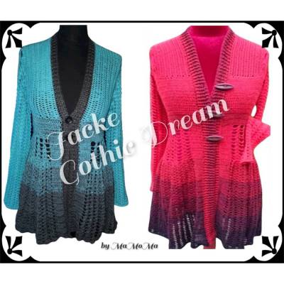 Häkelanleitung  ideal für Farbverlaufsgarn/ Bobbel Jacke  ** Gothik Dream 1 **  Gr 36 bis 58