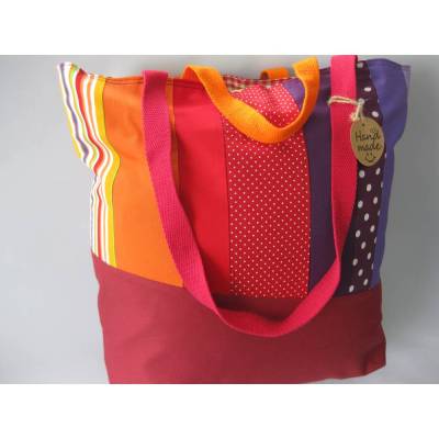 Stofftasche bunt aus Baumwolle mit vier Henkeln
