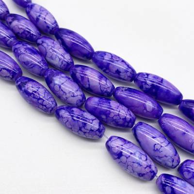 6 Stück * Glas Perlen * Oval * 22 x 10 mm * Lila * A2-0020