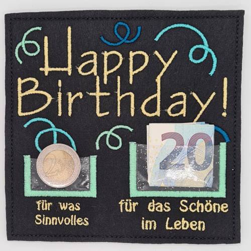 Stickdatei Geldhülle Geburtstag ITH
