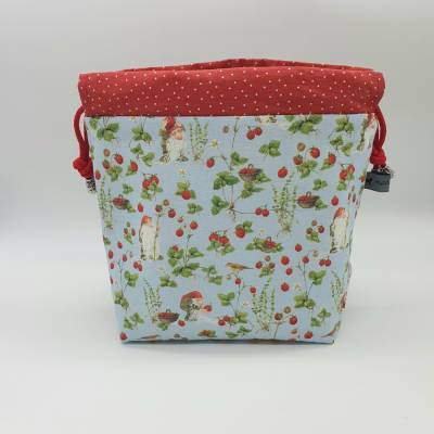 Handarbeitsbeutel/Geschenkbeutel mit Erdbeerwichteln