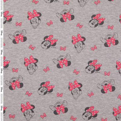French Terry Minnie Mouse angeraut hellgrau meliert 	Öko-Tex-Standard 100  (1m/18,-€)