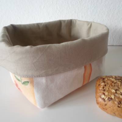 Stoffkorb/Brotkorb "Gosseto"; Baumwolle beige geblümt (sehr fest)