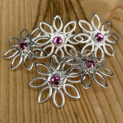 Haarnadeln "Silberblüte" 5er-Set