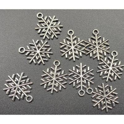10 Stück * Anhänger * Schneeflocke * Charms * 20x15,5x1,5mm * Antik Silber  * A10-0017