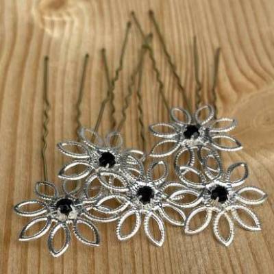 Haarnadeln "Silberblüte" 5er-Set