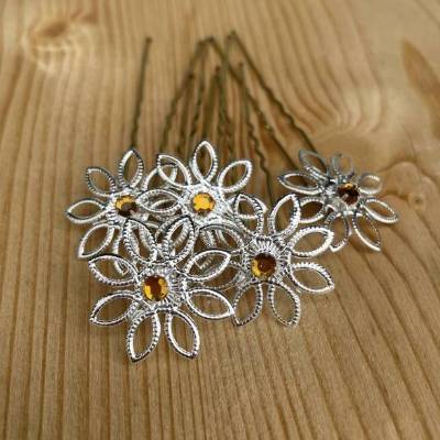 Haarnadeln "Silberblüte" 5er-Set