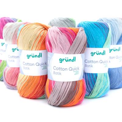 63,00 €/1 kg Gründl ’Cotton Quick Batik’ weiche Wolle Garn Baumwolle z.B. für Shirts, Tops, Tücher in acht Farbvarianten