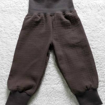 Sommerhose  Musselinhose  Hose  Unifarben Braun  Gr. 62 - 158  Handmade