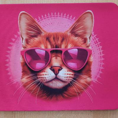Mauspad, Mousepad, coole Katze in pink
