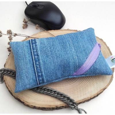 Waschbares Dinkelspelz-Mauskissen aus Denim und Reißverschluss, Jeans Mauskissen mit Dinkelspreu