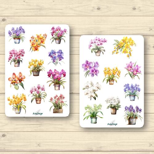 Sticker Set Orchideen
