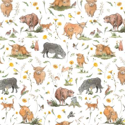 Acufactum Baumwolle-Stoff Weideglück Kühe 25cmx150cm Neue Serie