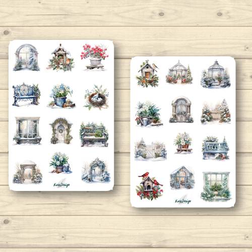 Sticker Set Garten im Winter