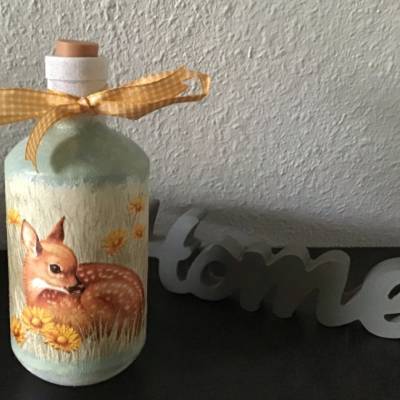 Leuchtflasche handmade Geschenk  upcycling  Unikat - Reh